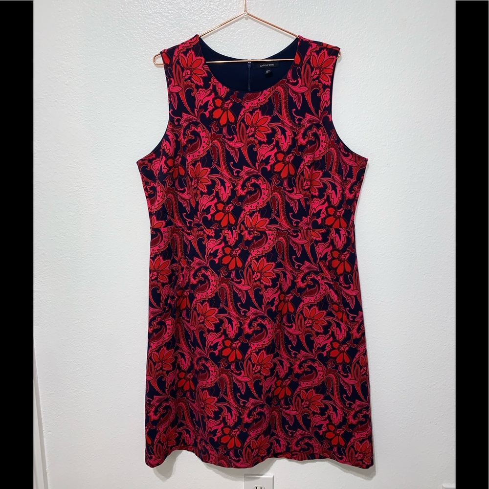 Lands' End Red and Navy Floral Dress